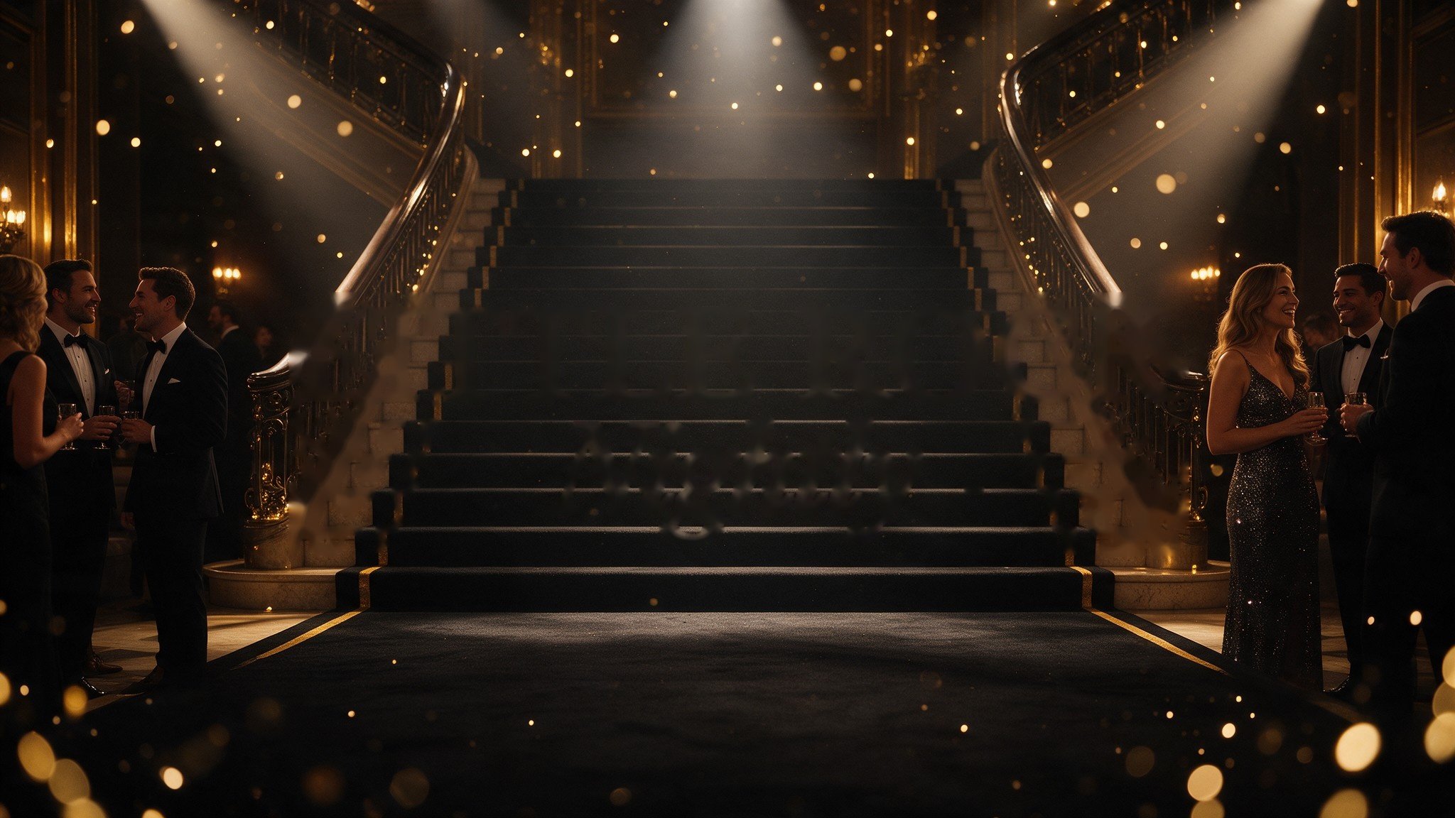 A golden-lit gala stage in Little Rock with a spotlight on the podium